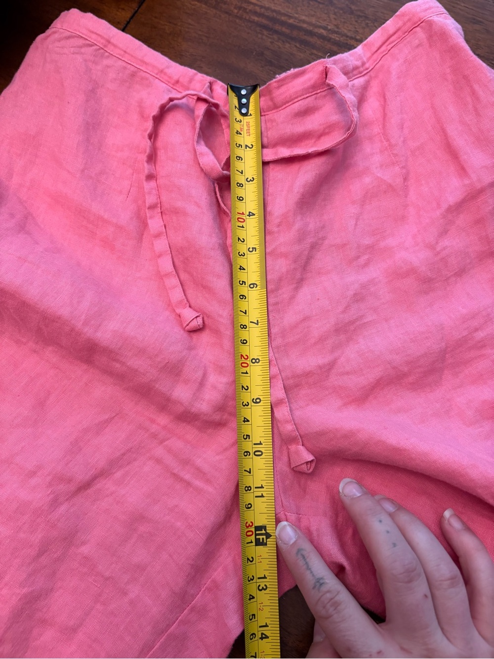 Pink 100% Linen Drawstring Pants - Picture 7 of 7